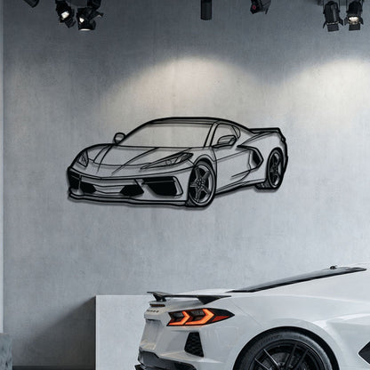 Corvette C8 Perspective Metal Car Wall Art - MT1125 - MT1125B69L-  DRIVEN - 3