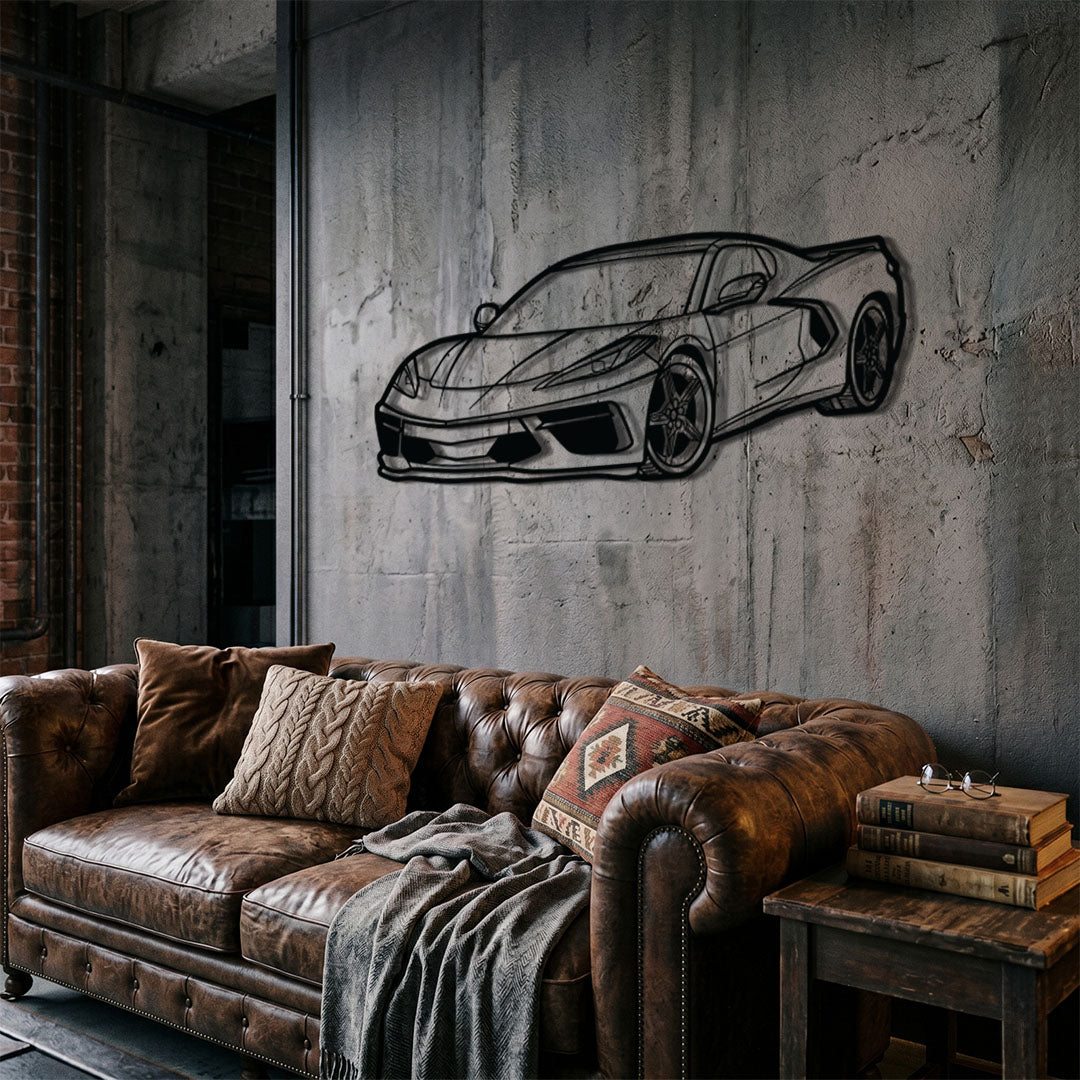 Corvette C8 Perspective Metal Car Wall Art - MT1125 - MT1125B69L-  DRIVEN - 4