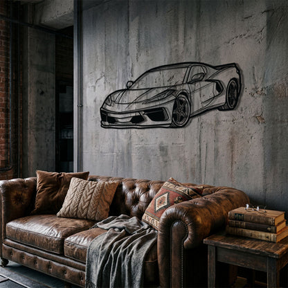 Corvette C8 Perspective Metal Car Wall Art - MT1125 - MT1125B69L-  DRIVEN - 4