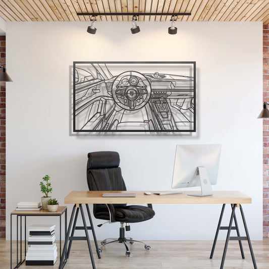 911 GT3 992 Driver's Cockpit Metal Frame Wall Art - MT1470 - MT1470B99-MT1470B115-MT1470B140-  DRIVEN - 2