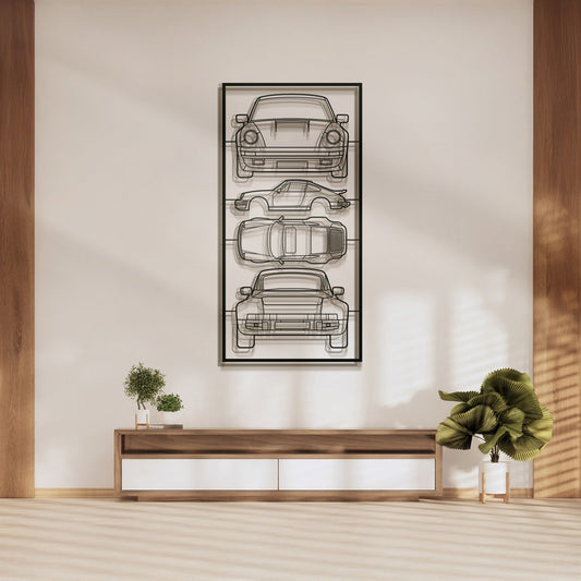 1975 911 Turbo (930) Quad Profile Metal Frame Silhouette - MT1457 - MT1457B99-MT1457B115-MT1457B140-  DRIVEN - 1