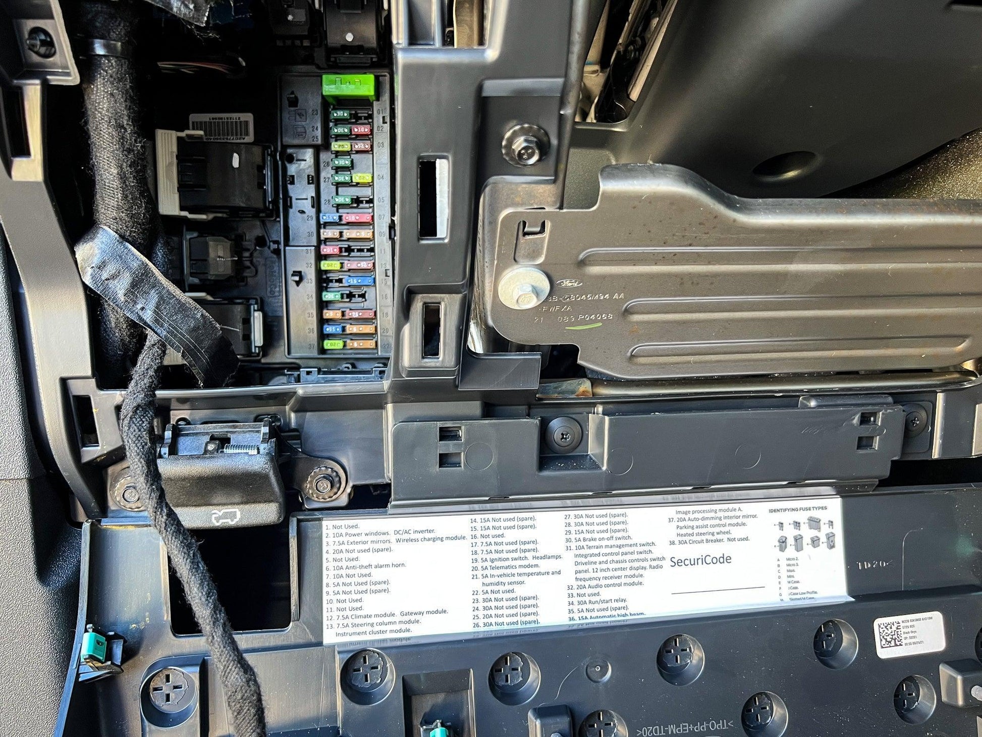 Printed Series Interior Under Steering Wheel Fuses Label - 2021+ Bronco - 21BRONCOINTFUSE-  DRIVEN - 1