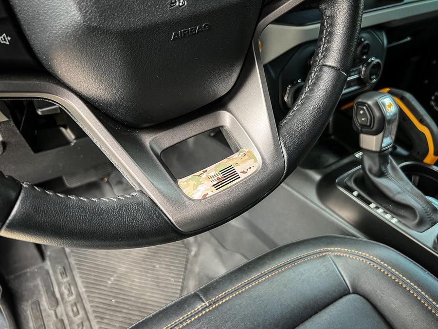 Printed Series Lower Steering Wheel Spoke Overlay - 2021+ Bronco - 21FBLSTRPS-WT-21FBLSTRPS-CAMBKFL-21FBLSTRPS-MCBKFL-21FBLSTRPS-BKBLFL-21FBLSTRPS-TBL-  DRIVEN - 9