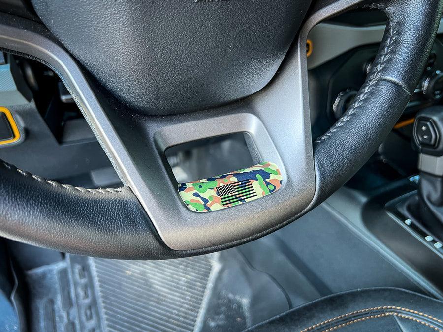 Printed Series Lower Steering Wheel Spoke Overlay - 2021+ Bronco - 21FBLSTRPS-WT-21FBLSTRPS-CAMBKFL-21FBLSTRPS-MCBKFL-21FBLSTRPS-BKBLFL-21FBLSTRPS-TBL-  DRIVEN - 5