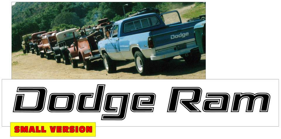 1977-84 Dodge Ram Tailgate Decal - Dodge Ram Name - Small - 1" x 10" - QG-DT-7784-342-BK-1-QG-DT-7784-342-BK-2-  DRIVEN - 1