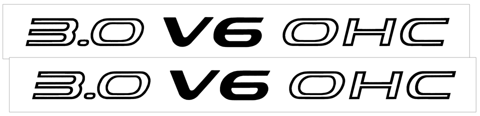 1991-93 Dodge Daytona IROC R/T - 3.0 V6 OHC Hood Designation Decal Kit - QG-ID-9193-562-TRD-1-QG-ID-9193-562-TRD-2-  DRIVEN - 1