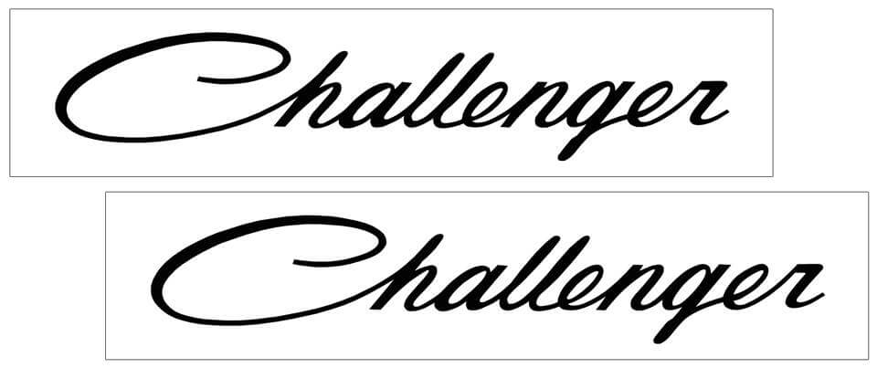 Challenger Script Name Decal Set - Small - 1.9" x 10" - QG-DCH-670-BK-1-QG-DCH-670-BK-2-  DRIVEN - 1