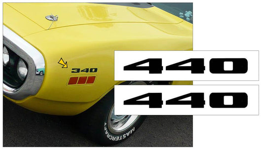 1971-72 Plymouth - Road Runner - GTX - Fender Decal Set - 440 Numeral - QG-CZZZ-7172-709-BK-1-QG-CZZZ-7172-709-BK-2-  DRIVEN - 1