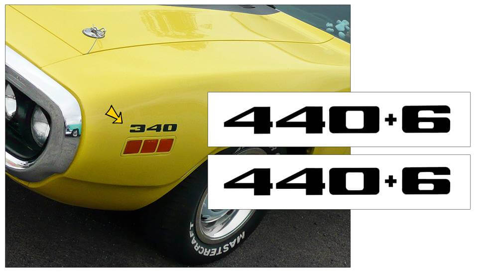 1971 Plymouth - Road Runner - GTX - Fender Decal Set - 440+6 Numeral - QG-CZZZ-71-711-BK-1-QG-CZZZ-71-711-BK-2-  DRIVEN - 1