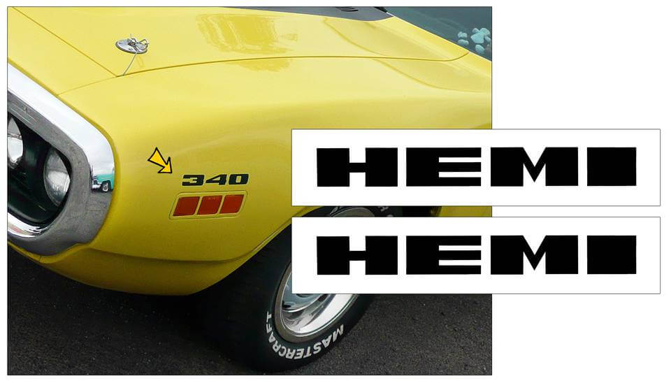 1971 Plymouth - Road Runner - GTX - Fender Decal Set HEMI Name - QG-CZZZ-71-713-BK-1-QG-CZZZ-71-713-BK-2-  DRIVEN - 1
