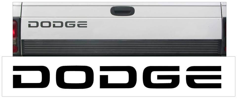 1994-02 Dodge Ram Truck - Dodge - Tailgate Decal - Square Corners - QG-DT-9498-807-BK-1-QG-DT-9498-807-BK-2-  DRIVEN - 1