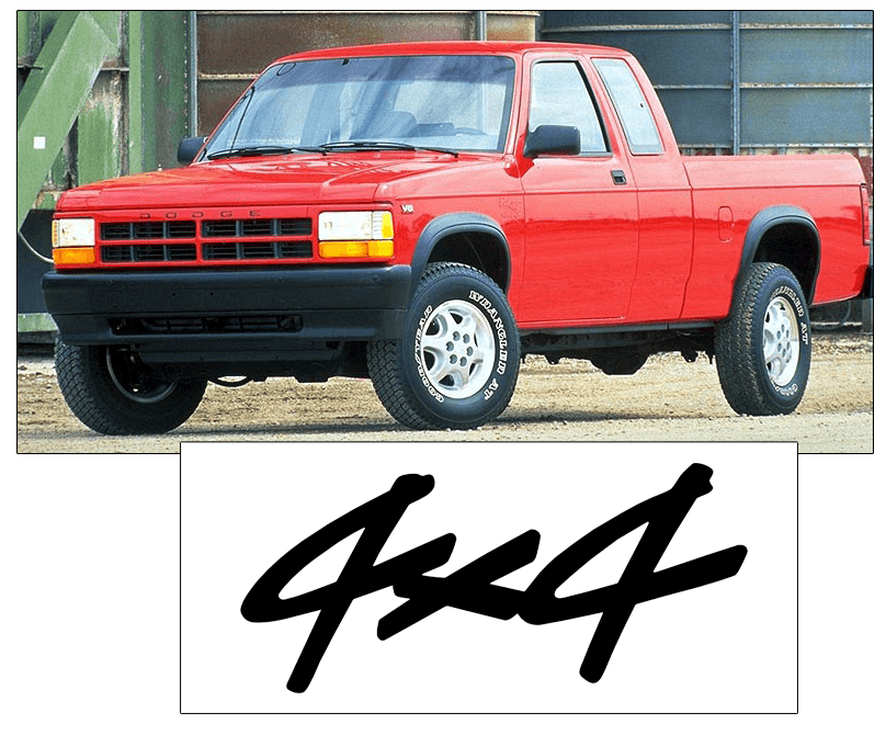 1996 Dodge Dakota - 4x4 - Tailgate Decal - QG-DT-96-844-BK-1-QG-DT-96-844-BK-2-  DRIVEN - 1