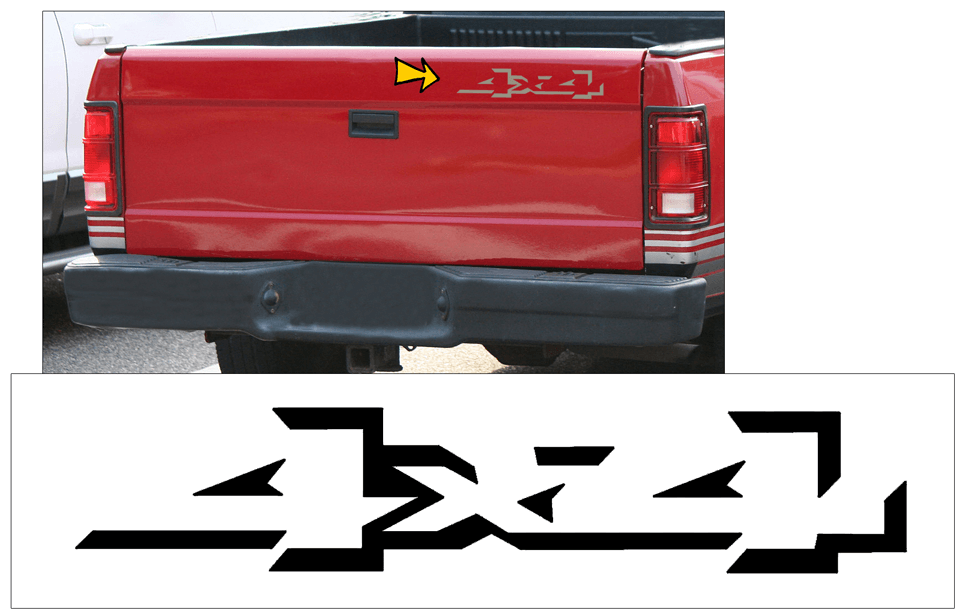 1989-90 Dodge Dakota - 4x4 - Tailgate Decal - QG-DT-8990-849-BK-1-QG-DT-8990-849-BK-2-  DRIVEN - 1
