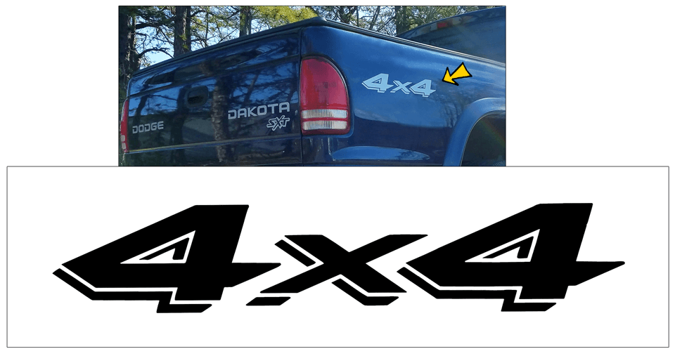 2004-07 Dodge Dakota 4x4 Side Bed Decal - 3" x 16" - QG-DT-0407-851-BK-1-QG-DT-0407-851-BK-2-  DRIVEN - 1