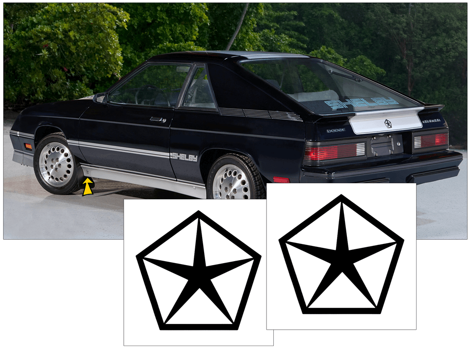 1983-87 Dodge Charger Shelby Pentastar Rocker Decal Set - QG-DSC-8387-950-MBK-1-QG-DSC-8387-950-MBK-2-  DRIVEN - 1