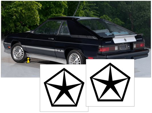 1983-87 Dodge Charger Shelby Pentastar Rocker Decal Set - QG-DSC-8387-950-MBK-1-QG-DSC-8387-950-MBK-2-  DRIVEN - 1