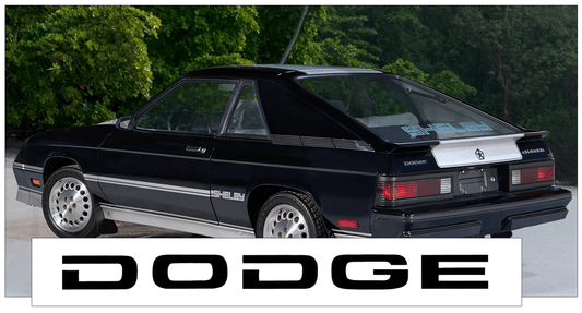 1983-87 Dodge Charger Shelby Front Bumper DODGE Name Decal (LH) - QG-DSC-8387-956-BK-1-QG-DSC-8387-956-BK-2-  DRIVEN - 1