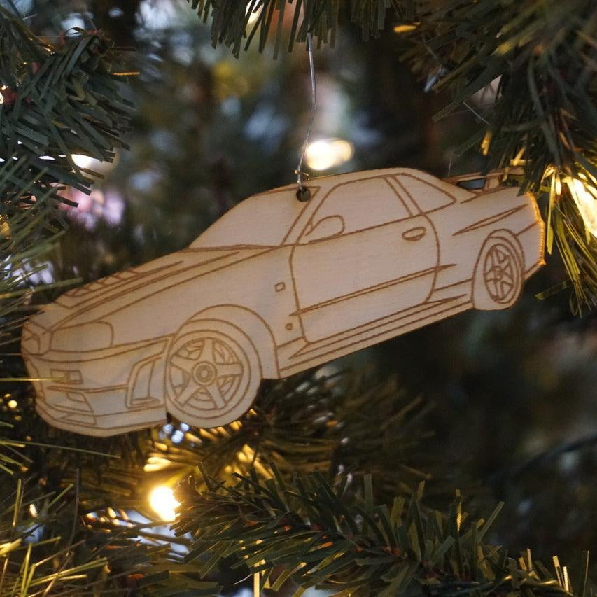 ZSPEC Laser-Engraved Birch Ornament, Style: Nissan GTR R34, ~5-inch Wide - ZSD-564475-  DRIVEN - 1