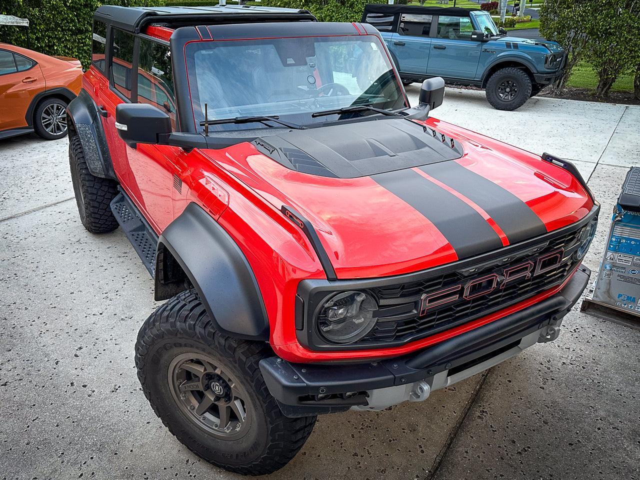 Racing Hood Stripes V1 - 2022+ Bronco Raptor - 22BRRAPHDSTR1-MB-22BRRAPHDSTR1-MBX2-22BRRAPHDSTR1-GB-22BRRAPHDSTR1-GBX2-22BRRAPHDSTR1-WH-  DRIVEN - 1