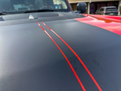 Racing Hood Stripes V1 - 2022+ Bronco Raptor - 22BRRAPHDSTR1-MB-22BRRAPHDSTR1-MBX2-22BRRAPHDSTR1-GB-22BRRAPHDSTR1-GBX2-22BRRAPHDSTR1-WH-  DRIVEN - 10