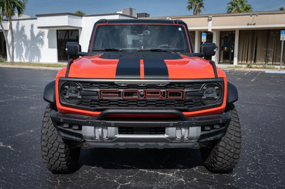 Racing Hood Stripes V1 - 2022+ Bronco Raptor - 22BRRAPHDSTR1-MB-22BRRAPHDSTR1-MBX2-22BRRAPHDSTR1-GB-22BRRAPHDSTR1-GBX2-22BRRAPHDSTR1-WH-  DRIVEN - 3