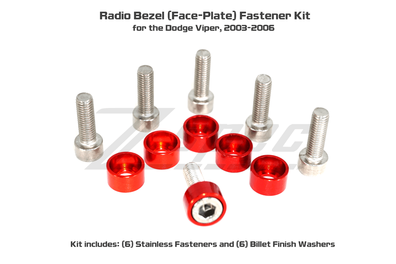 ZSPEC Radio Console Dress Up Bolts® Fasteners for '03-06 Dodge Viper, Stainless & Billet - ZSD-378966-ZSD-378973-ZSD-378980-ZSD-378997-ZSD-379000-  DRIVEN - 5