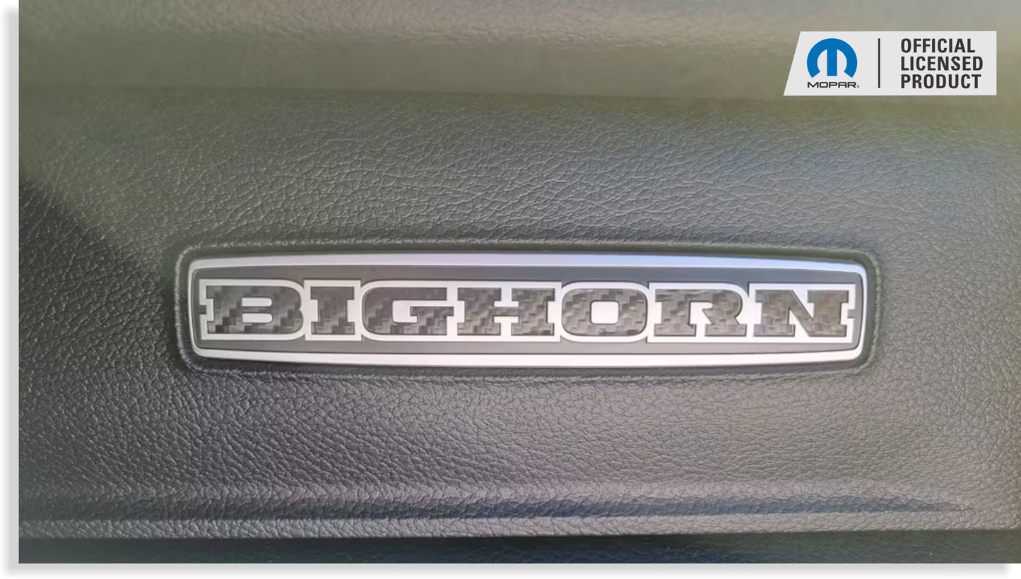 BIGHORN Glove Box Inlay Decal  - 2019-2026 Ram Bighorn - Ram19:Bighorn-GB-01-Ram19:Bighorn-GB-03-Ram19:Bighorn-GB-02-Ram19:Bighorn-GB-04-Ram19:Bighorn-GB-05-  DRIVEN - 2