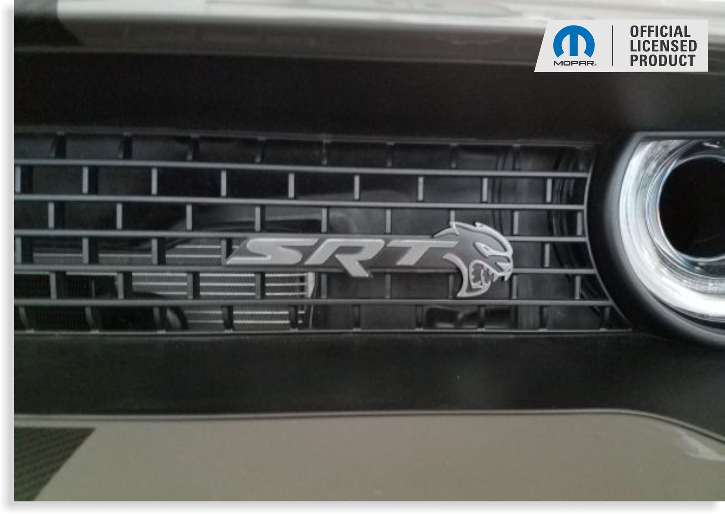 SRT Front and Rear Emblem Overlay Decals - 18-23 Challenger SRT Hellcat - sku-44665709134011-sku-44665709166779-sku-44665709199547-sku-44665709232315-sku-44665709265083-  DRIVEN - 4