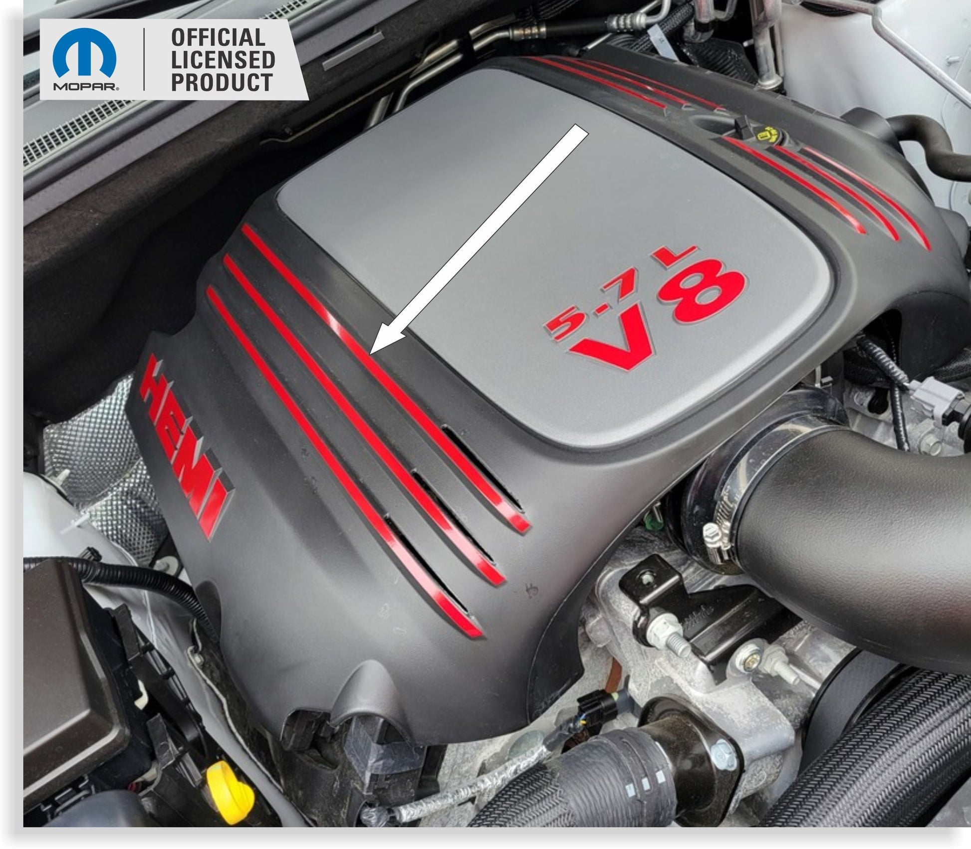 Engine Cover STRIPE Decals - 11-24 Durango 5.7L - Durango:EC-Stripes-01-Durango:EC-Stripes-02-Durango:EC-Stripes-03-Durango:EC-Stripes-04-Durango:EC-Stripes-05-  DRIVEN - 1