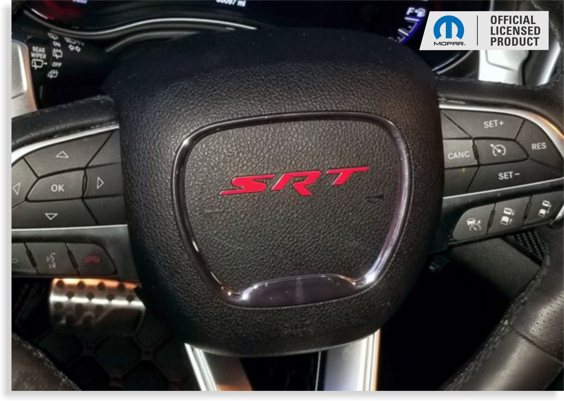 SRT Steering Wheel Emblem Overlay Decal   - 2018-2026 Durango SRT - SRT-SWO:Durango-01-SRT-SWO:Durango-02-SRT-SWO:Durango-03-SRT-SWO:Durango-04-SRT-SWO:Durango-05-  DRIVEN - 5