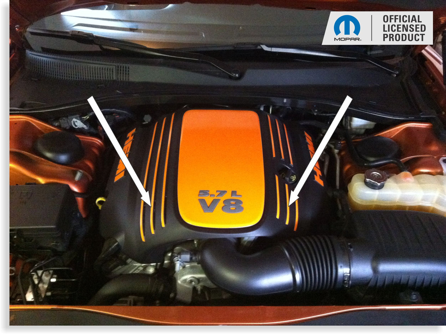 Engine Cover STRIPE Decals - 09-23 Challenger 5.7L - Challenger:EC-Stripes-01-Challenger:EC-Stripes-03-Challenger:EC-Stripes-02-Challenger:EC-Stripes-04-Challenger:EC-Stripes-05-  DRIVEN - 10