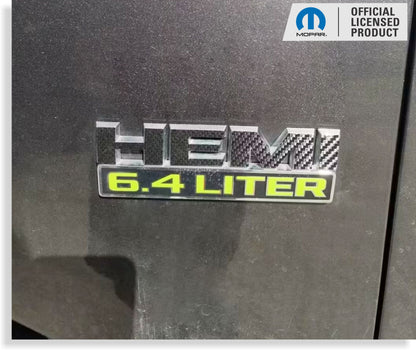 HEMI 6.4 LITER Emblem Overlay Decals - 13-18 Ram 2500 3500 - Ram:HEMI64-B-01-Ram:HEMI64-B-02-Ram:HEMI64-B-03-Ram:HEMI64-B-04-Ram:HEMI64-B-05-  DRIVEN - 1