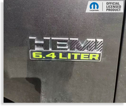HEMI 6.4 LITER Emblem Overlay Decals - 13-18 Ram 2500 3500 - Ram:HEMI64-B-01-Ram:HEMI64-B-02-Ram:HEMI64-B-03-Ram:HEMI64-B-04-Ram:HEMI64-B-05-  DRIVEN - 1