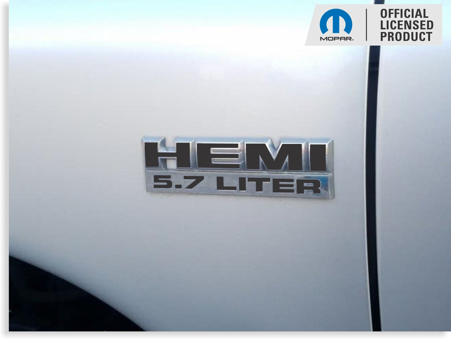 HEMI 5.7 LITER Emblem Overlay Decals - 2006-2012 Ram - sku-44811551604923-sku-44811551637691-sku-44811551670459-sku-44811551703227-sku-44811551735995-  DRIVEN - 3