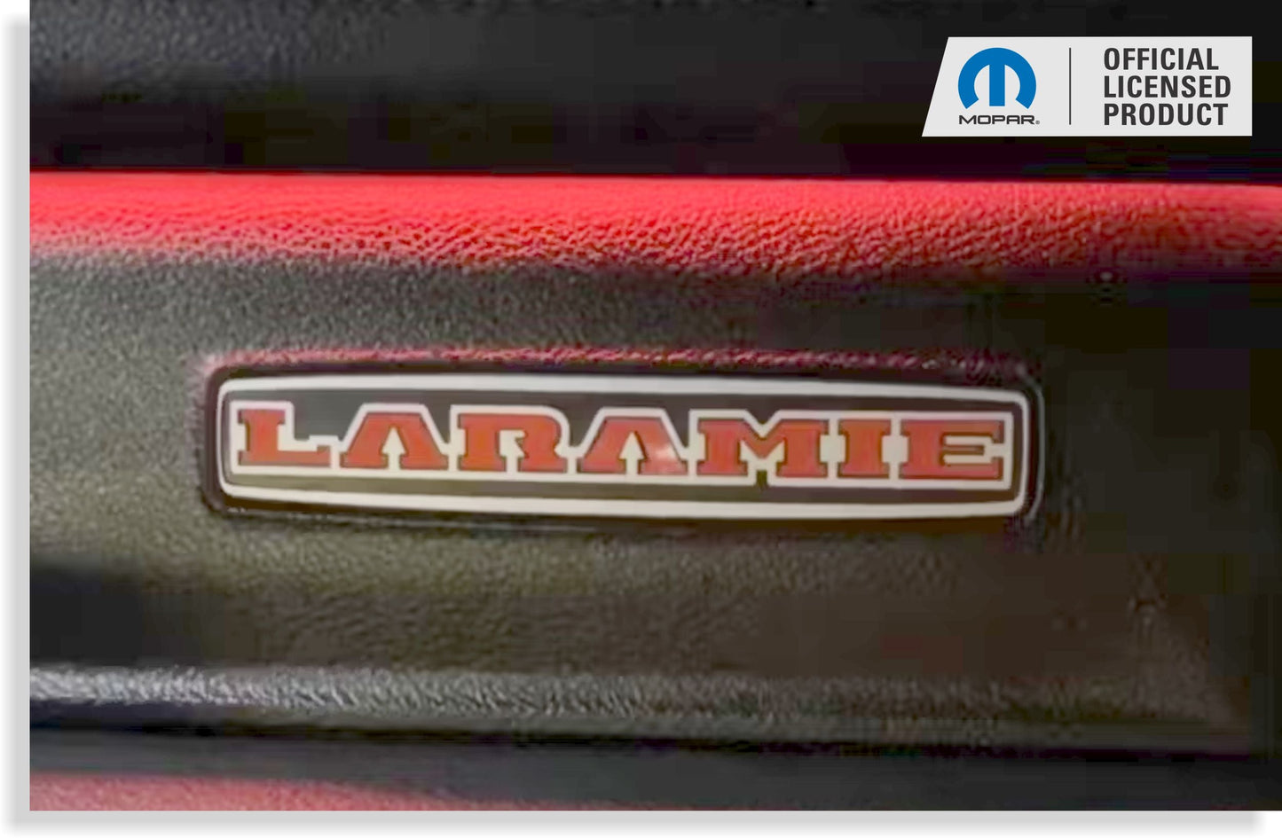 LARAMIE Glove Box Inlay Decal  - 2019 2020 2021 2022 2023 2024 Ram Laramie - Ram19:Laramie-GB:RBK-Ram19:Laramie-GB:RRD-Ram19:Laramie-GB:RLS-Ram19:Laramie-GB:RGD-Ram19:Laramie-GB:RMB-  DRIVEN - 1