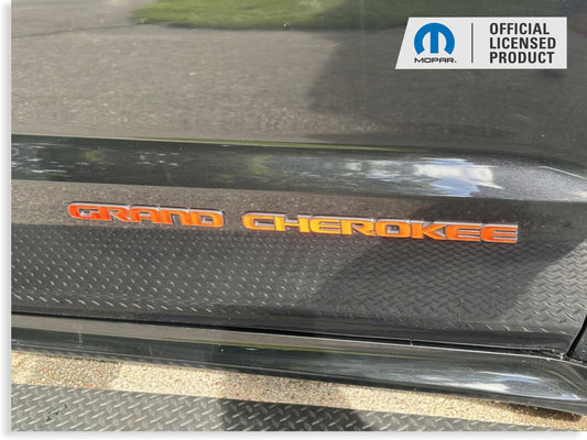 GRAND CHEROKEE Door Emblem Overlay Decal set - 2017-2022 Grand Cherokee WK2 - sku-44611176825019-sku-44611176857787-sku-44611176890555-sku-44611176923323-sku-44611176956091-  DRIVEN - 1