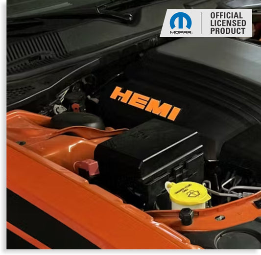 HEMI Lettering Engine Cover Decals - 09-23 Challenger R/T - Challenger:EC-HEMI-01-Challenger:EC-HEMI-03-Challenger:EC-HEMI-02-Challenger:EC-HEMI-04-Challenger:EC-HEMI-05-  DRIVEN - 1