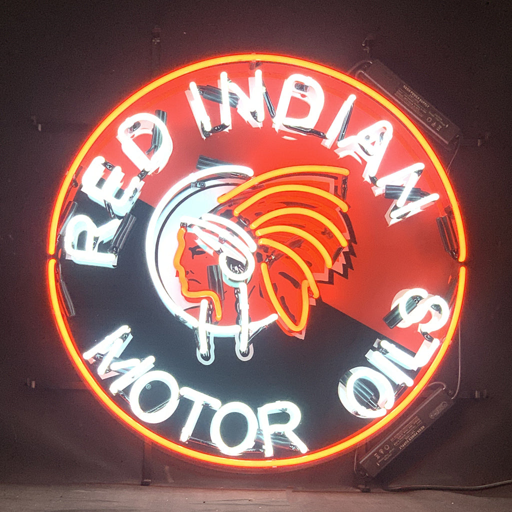 Red Indian Motor Oils Neon Sign Light - ME961-  DRIVEN - 3