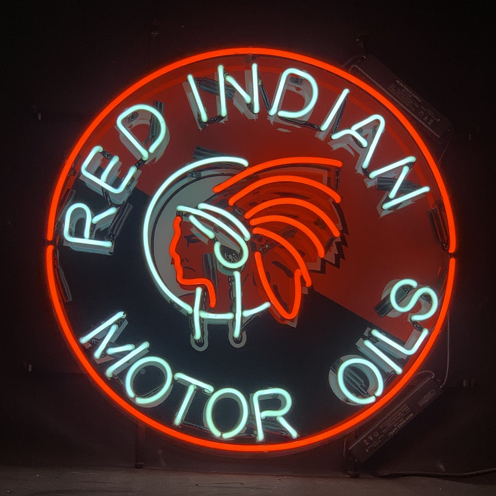 Red Indian Motor Oils Neon Sign Light - ME961-  DRIVEN - 2