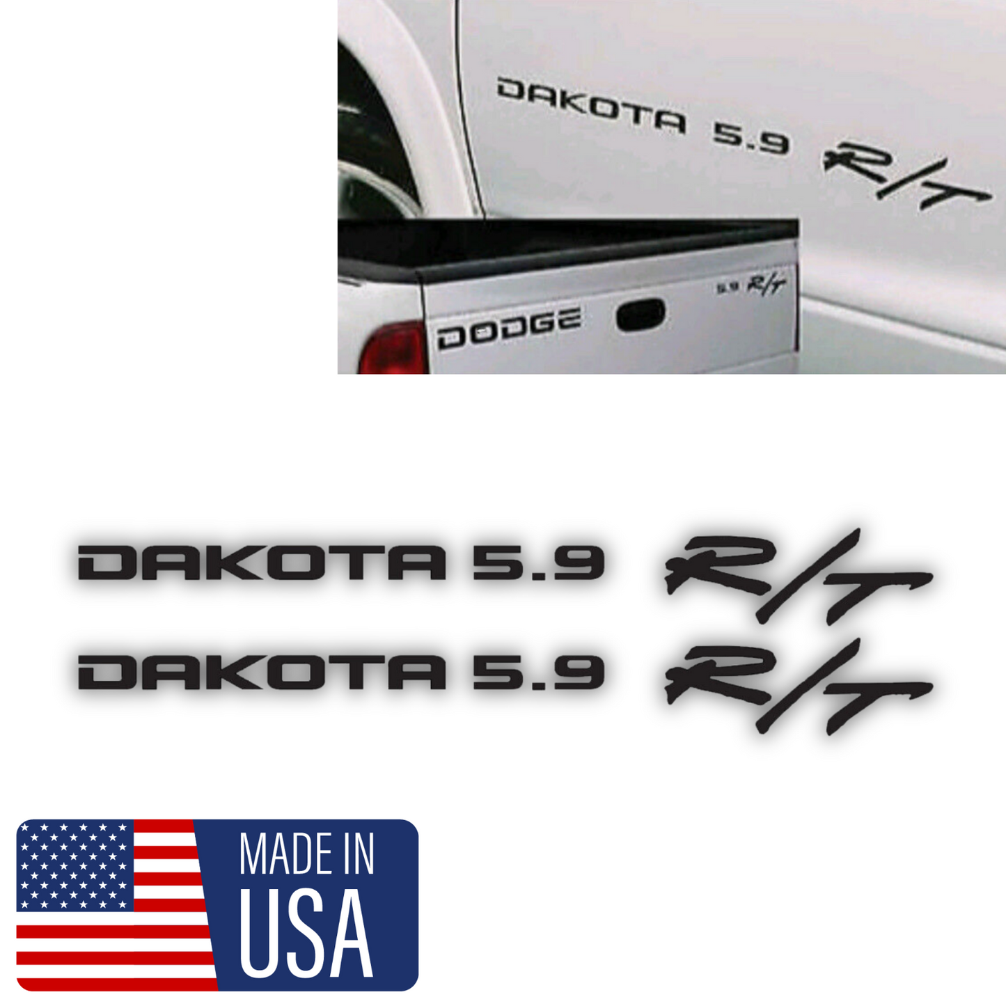 1998 - 2001 DODGE DAKOTA 5.9 R/T DOOR NAMES TWO DECAL SET - sku-41616171696260-  DRIVEN - 1