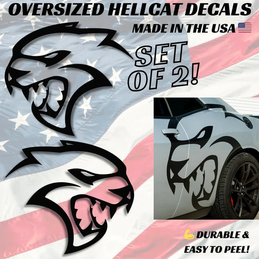 HELLCAT Decal Kit for Dodge Charger & Challenger - Oversized Vinyl Decals (Set of 2) - sku-51584477790340-sku-51584477823108-sku-51584477855876-sku-51584477888644-sku-51584477921412-  DRIVEN - 1