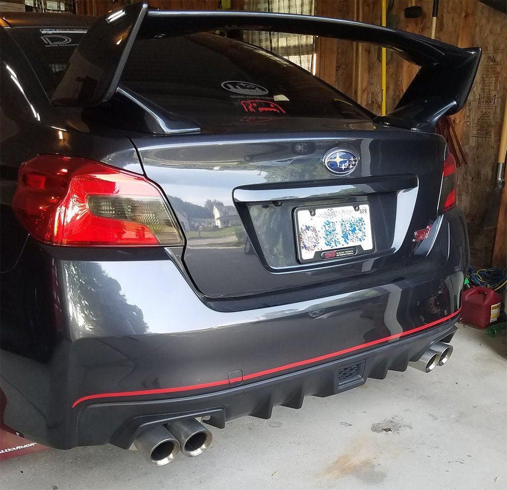 S207 JDM Style Rear Bumper Pinstripe fits 2015-2021 WRX / STI - 15207RBPBL-15207RBPGD-15207RBPGR-15207RBPOR-15207RBPPI-  DRIVEN - 3