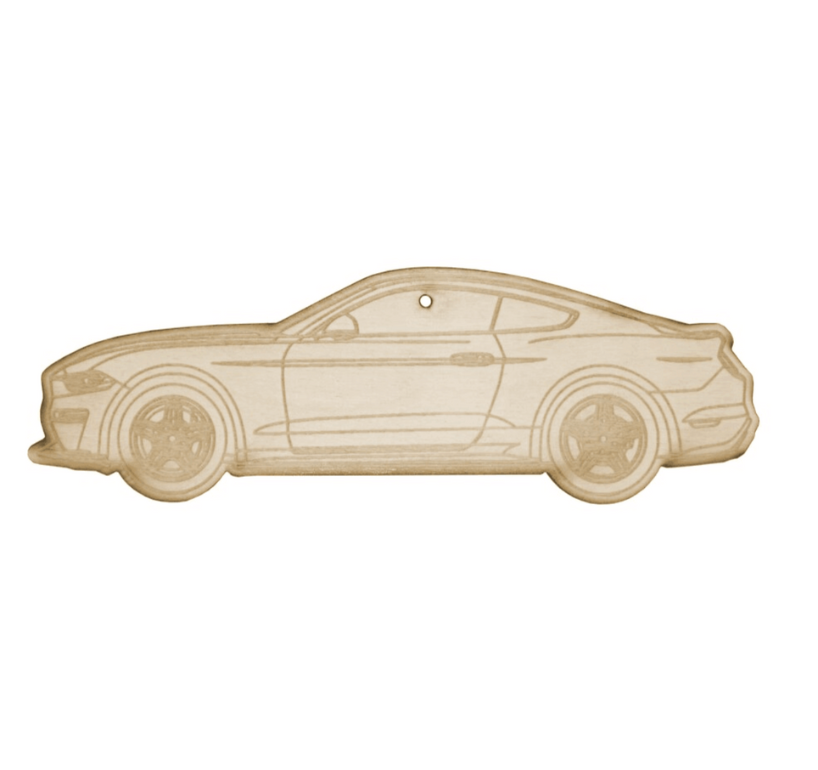 ZSPEC Laser-Engraved Wood Ornament, Style: Ford Mustang Late-Model, Birch, ~5" - ZSD-561962-  DRIVEN - 1