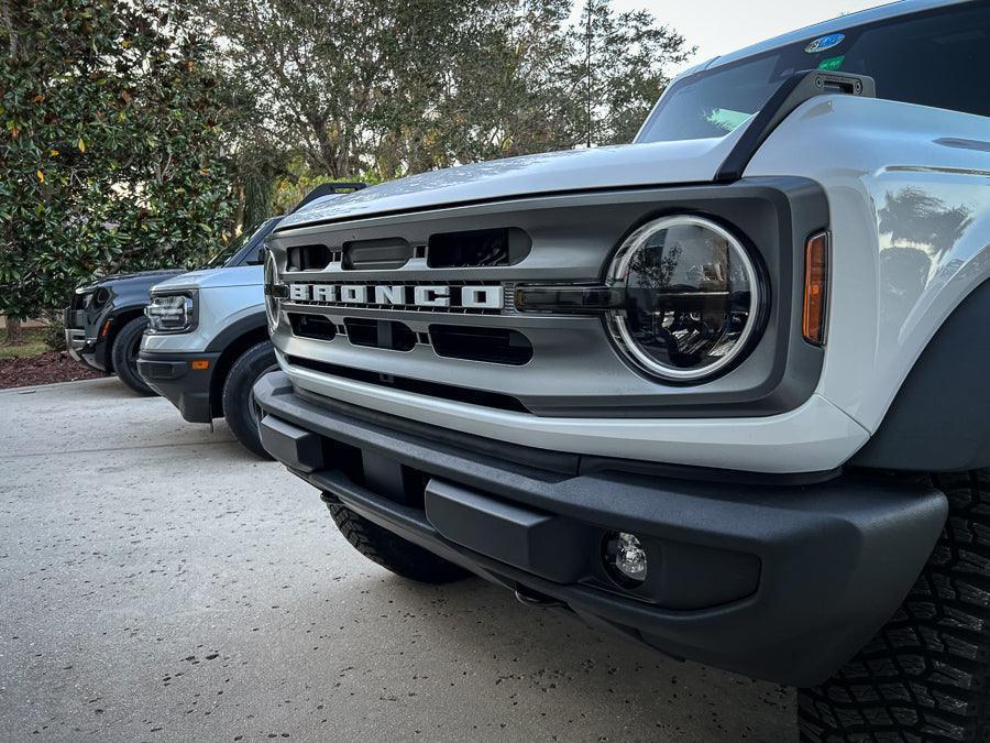 Smoked Signature Style Light Bar Overlays - 2021+ Bronco (Standard Headlights) - 21BRONCODRLDS-21BRONCODRLLS-21BRONCODRLST-21BRONCODRLCB-21BRONCODRLHC-  DRIVEN - 1