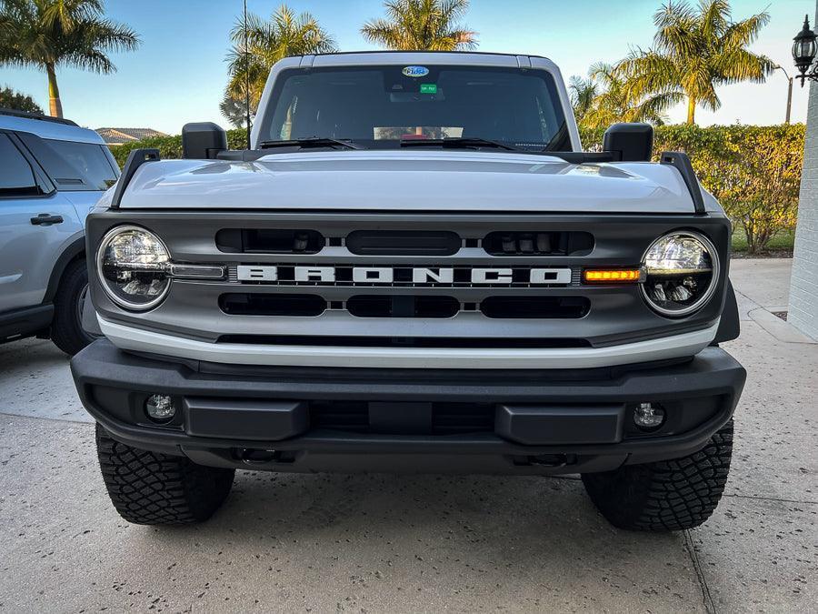 Smoked Signature Style Light Bar Overlays - 2021+ Bronco (Standard Headlights) - 21BRONCODRLDS-21BRONCODRLLS-21BRONCODRLST-21BRONCODRLCB-21BRONCODRLHC-  DRIVEN - 2