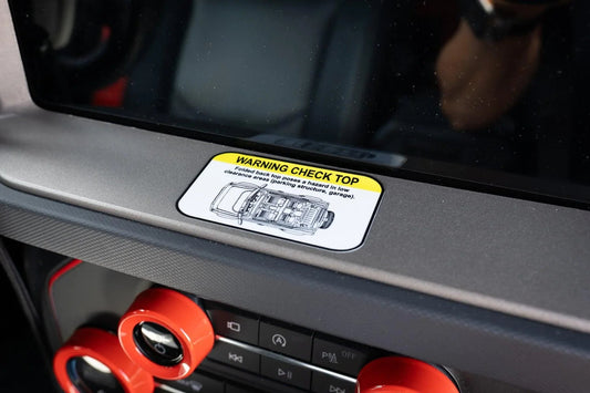 Soft Top Warning Labels - 2021+ Bronco - 21BRNSOFTWARN-SHORTER-21BRNSOFTWARN-SHORTBK-21BRNSOFTWARN-SHORTWH-21BRNSOFTWARN-TALLER-  DRIVEN - 2