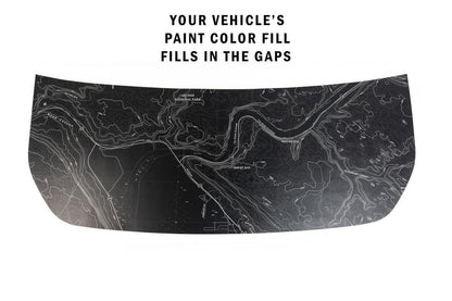 Stealth Black Arches National Park Topographic Map Hood Overlay (Printed Series) - 2021+ Bronco - 21BROTOPOBLKARCH-21BROTOPOBLKARCH-X2-  DRIVEN - 1