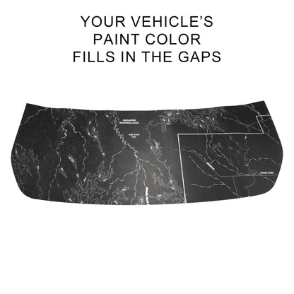Stealth Black Badlands Topographic Map Hood Overlay (Printed Series) - 2021+ Bronco - 21BROTOPOBLKBDLD-21BROTOPOBLKBDLD.BO-21BROTOPOBLKBDLD-X2-21BROTOPOBLKBDLD.BOX2-  DRIVEN - 1