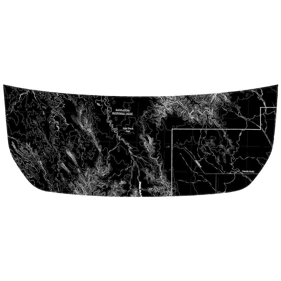 Stealth Black Badlands Topographic Map Hood Overlay (Printed Series) - 2021+ Bronco - 21BROTOPOBLKBDLD-21BROTOPOBLKBDLD.BO-21BROTOPOBLKBDLD-X2-21BROTOPOBLKBDLD.BOX2-  DRIVEN - 4