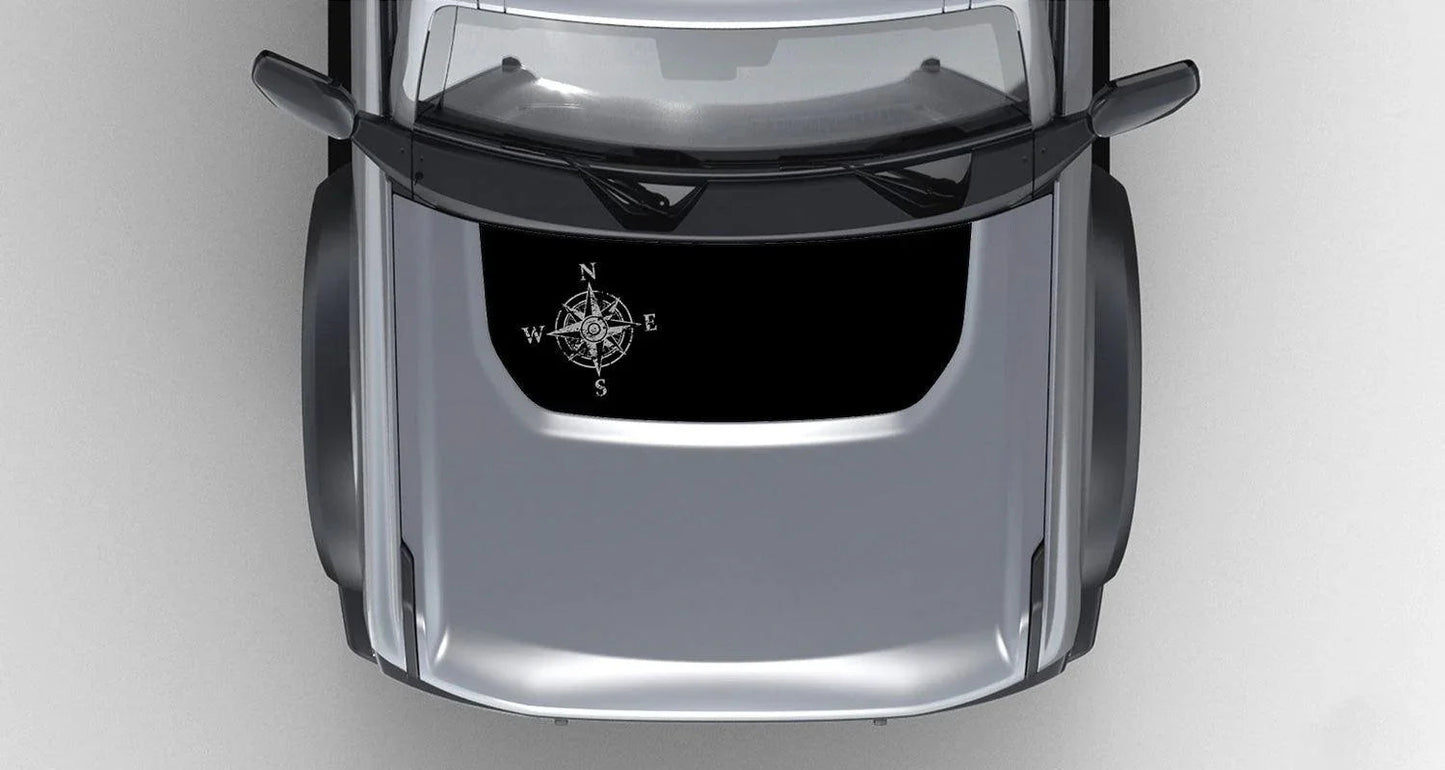 Stealth Black Compass Rose Hood Overlay (Printed Series) - 2021+ Bronco - 21BROTOPOBLKCR-21BROTOPOBLKCR-X2-21BROTOPOBLKCRW-21BROTOPOBLKCR-X2-21BROTOPOBLKCRB-  DRIVEN - 3